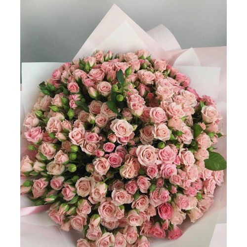 Купить на заказ Букет из 101 кремовой кустовой розы с доставкой в Астане
