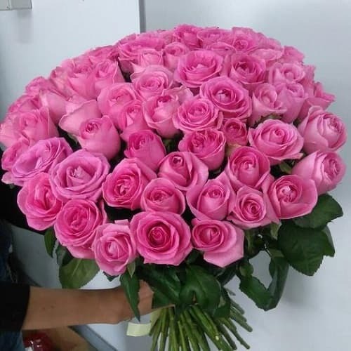 Купить на заказ Букет из 75 розовых роз с доставкой в Астане