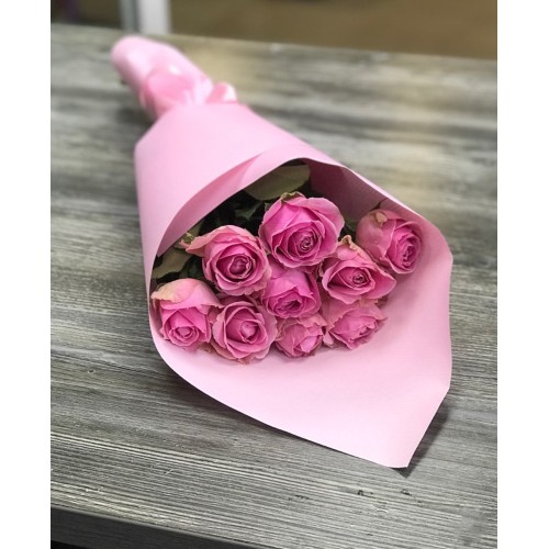 Купить на заказ Букет из 9 розовых роз с доставкой в Астане