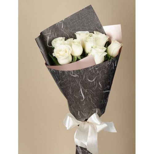 Купить на заказ Букет из 9 белых роз с доставкой в Астане